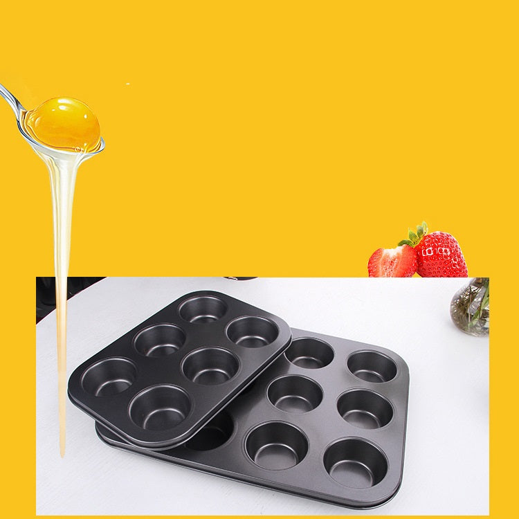 12-Piece Black Metal Cake Mold Baking Set